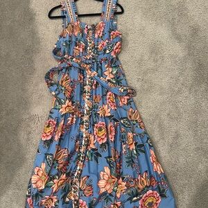 Farm Rio floral blue bouquet maxi dress